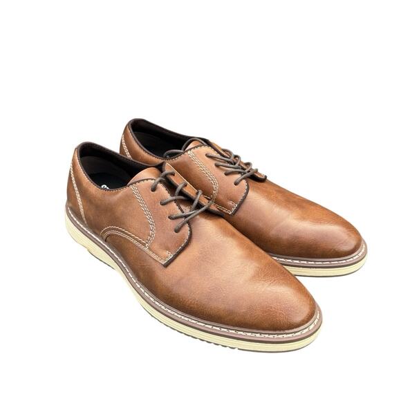Steve Madden P-Jansen Cognac Brown Oxfords Dress Office Mens Shoes Size 9 NWB - Picture 1 of 6